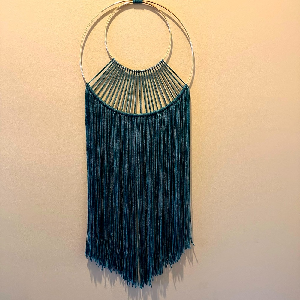 Boho dark green/gold wall art 🦚